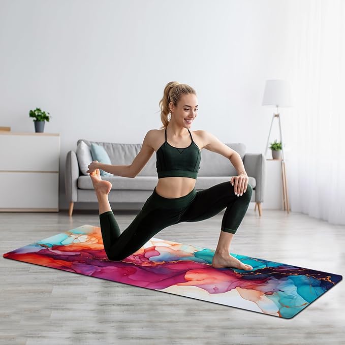 FOLAI Extra Thick Yoga Mat 6mm - Non-Slip Exercise Mat for HIIT, Pilates & Home Workouts & Workout with Free Carry Strap
