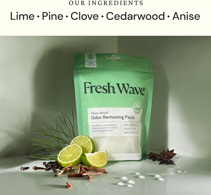 Fresh Wave Odor Eliminating & Deodorizing Packs, Bag of 6 - Safer Odor Relief for Small Spaces, Natural Plant-Based Odor Eliminator, Odor Absorbers for Home