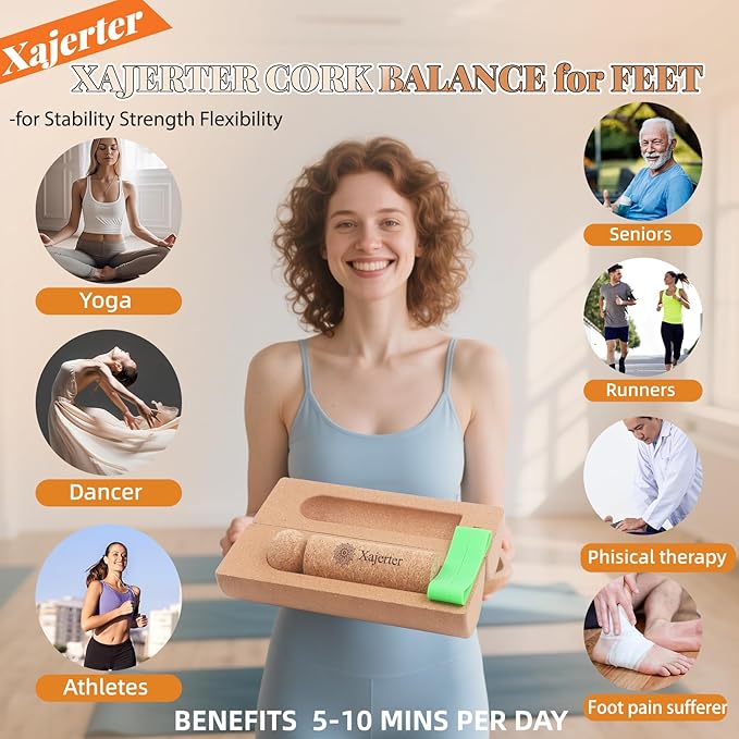 Upgraded Cork Foot Balance Board Trainer with User Guide | Foot Arch Ankle Strengthener | Improve Mobility & Foot Balance Stability & Prevent Foot Ankle Pain-Balance Trainer