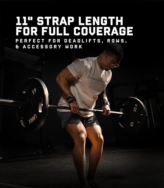 Gymreapers Weight Lifting Straps With Dowel - Wrist Straps for Weightlifting - Workout Deadlift Wrist Weights - Reinforced Stitching & Padded Fit Gym Accessories for Strength & Gym Hand Grip