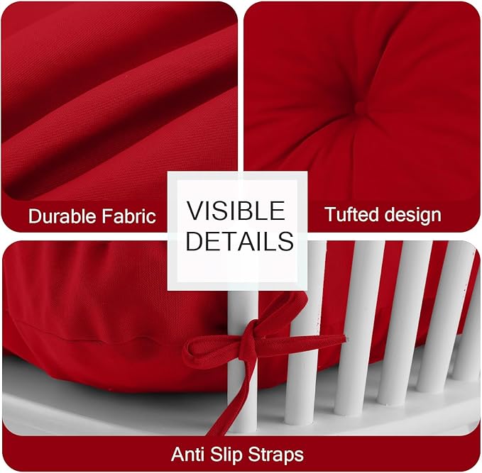 Outdoor Bench Cushion Waterproof, Tufted Bench Seat Cushion 36 x 15 Inch, Patio Wicker Indoor Seat Pads for Outside Garden Patio Balcony, Red