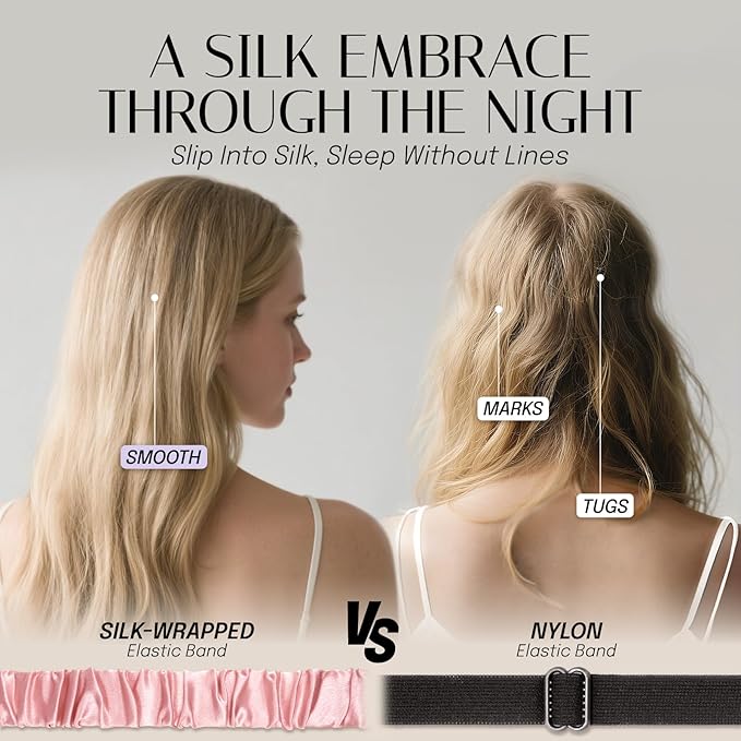 OLESILK Silk Sleep Mask, 100% Mulberry Silk Eye Mask for Sleeping, Double Layer Filling and Elastic Strap, Travel and Nap, Soft Eye Cover Eyeshade with Luxury Bag and Ear Plugs, Pink