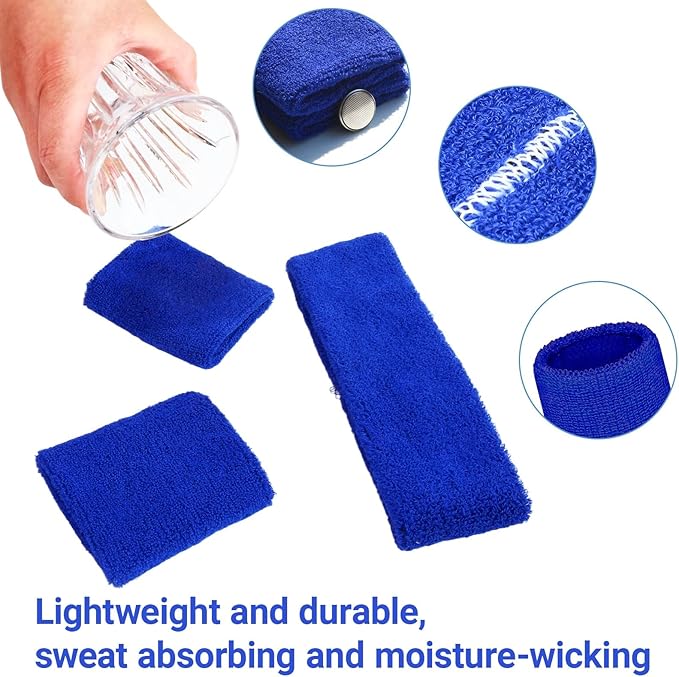 24 Pcs Neon Sweatbands Set Include 8 Pcs Sports Headband and 16 Pcs Cotton Wristbands 80s Neon Sweat Bands Bulk for Gym, Tennis, Basketball, Running, Exercise