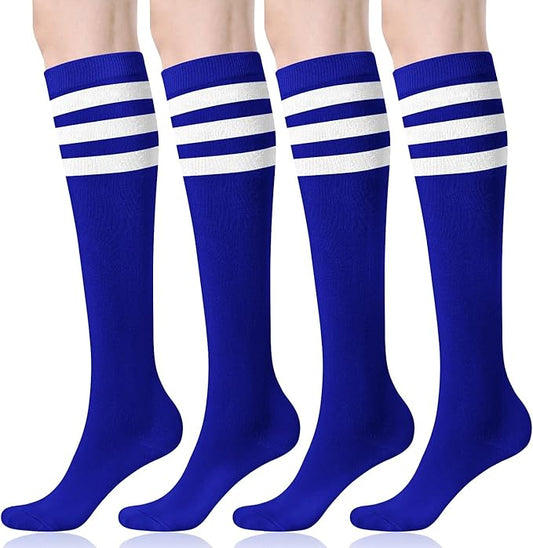 FITRELL Women's Knee High Socks Outdoor Sport Athletic Socks Casual Stripe Tube Socks 1-4 Pack