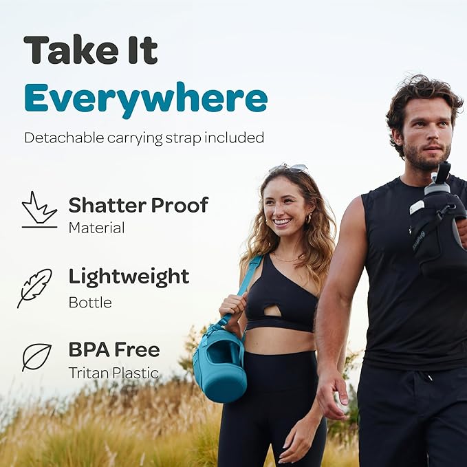 Hydracy Water Bottle with Time Marker -Large BPA Free Water Bottle & No Sweat Sleeve -Leak Proof Gym Bottle with Fruit Infuser Strainer & Times to Drink -Ideal for Fitness Sports & Outdoors