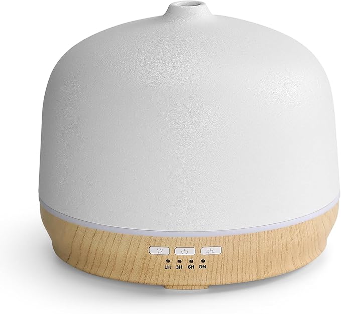 Ceramic Essential Oil Diffusers for Home Large Room, Aromatherapy Scent Air Diffuser Ultrasonic Aroma Defusers 500ml with Timed—Wood