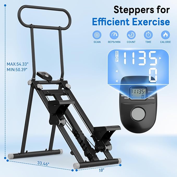 ERGOLIFE Stair Stepper with 6-Level Adjustable Resistance, 350lbs Upgrade Foldable Stairmaster Machine for Home Gym Workout, Cardio Stair Climber with Low Noise