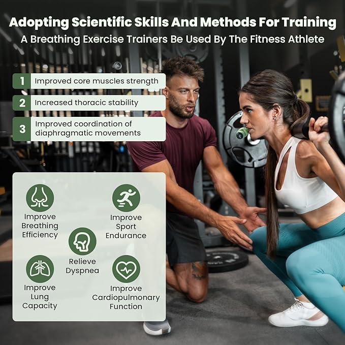 Breathing Exercise Trainers Adjustable and Portable Easy to Clean for Daily,Fitness & Sport Green