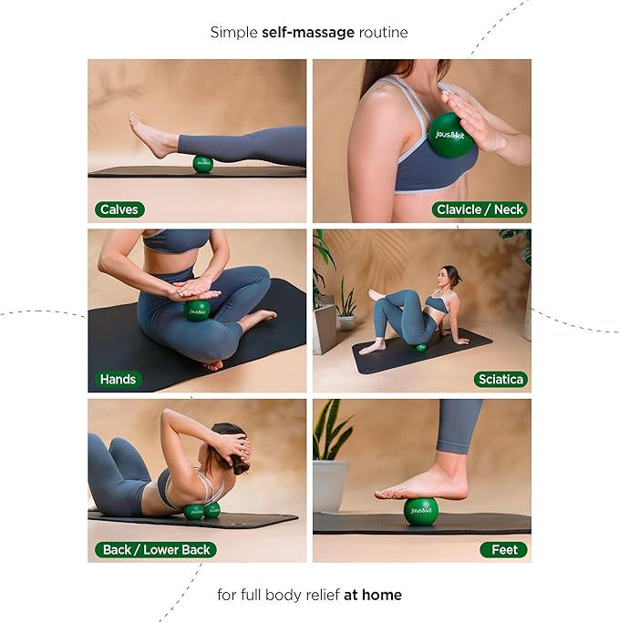 J&K 3.5 in Massage Ball for Back Pain – 2 Large Therapy Massage Balls – Trigger Point Relief and Myofascial Release – Rubber Ball for Physical Therapy