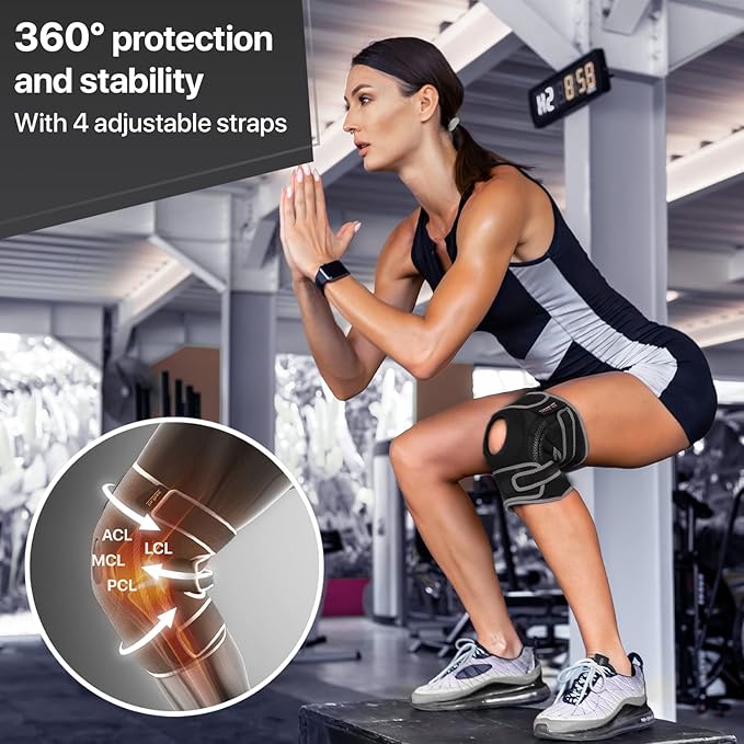 DR. BRACE ELITE Knee Brace with Side Stabilizers & Patella Gel Pads for Maximum Knee Pain Support and fast recovery for men and women-Please Check How To Size Video (Mercury, Medium)