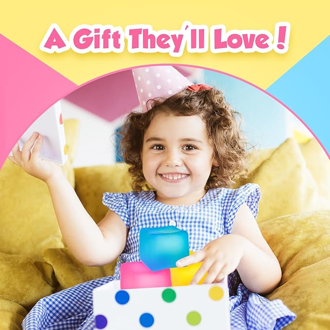 Fidget Toys Stress Cube 3 Pack: High Density Gel Filled Sensory Toys, 2.1" Cube, Anxiety Relief Squishy Fidget Toys, Stress Balls for Adults Kids Children Teens, Fidgets for Classroom