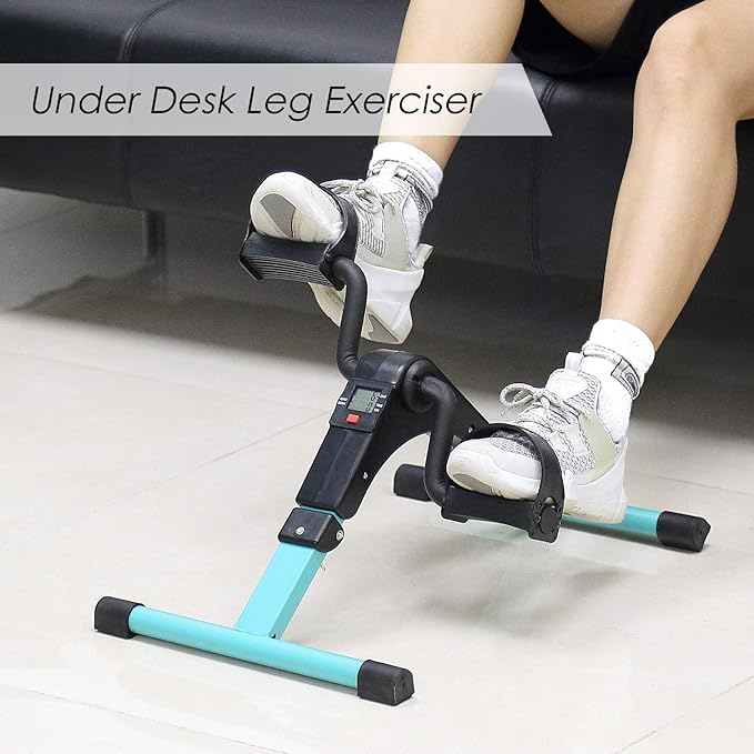 Folding Pedal Exerciser, Mini Under Desk Bike - Portable Foot Hand Cycle Peddler Machine Bicycle Exerciser for Arm Leg While Sitting