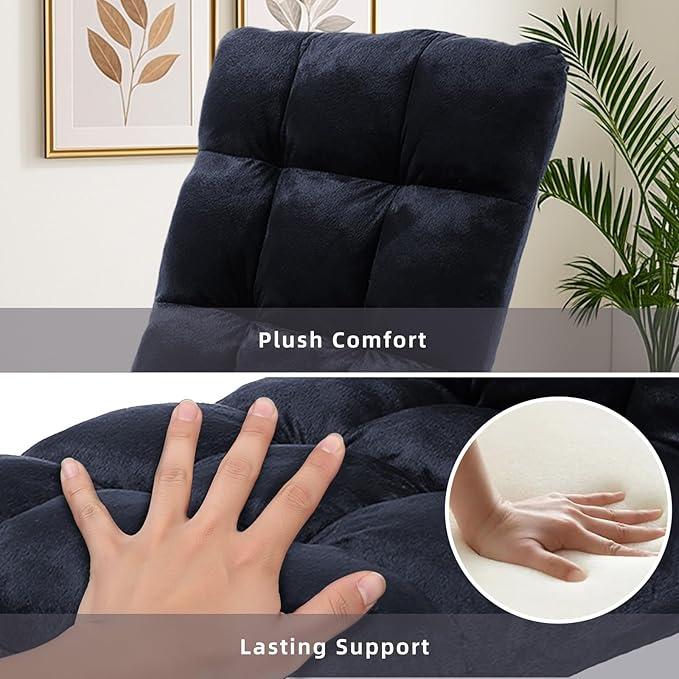 FLOGUOR Indoor 5-Position Adjustable Floor Chair with Back Support Folding Padded Gaming Sofa Chair, Lounge Chair for Adults Video Gaming, Perfect for Meditation, Reading QL050-BK