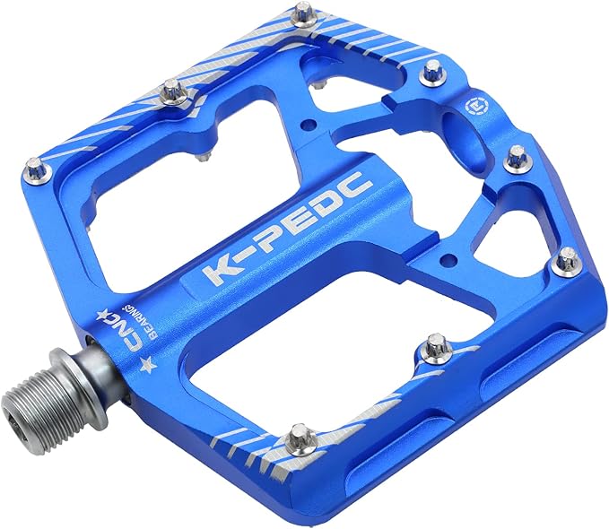 Bike Pedal Aluminum Alloy 9/16" Bike Pedal MTB Wide Platform Flat Non-Slip Bicycle Pedals with 3 Bearings for Mountain Bikes, Road, BMX