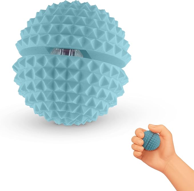 Round Spiked Sensory Fidget Clicker, Tactile Stimming Device with Mechanical Clicky Switches, Lanyard Attachment, Ideal for Pain Stim, ADHD, Autism & Stress Relief (Blue, Medium)