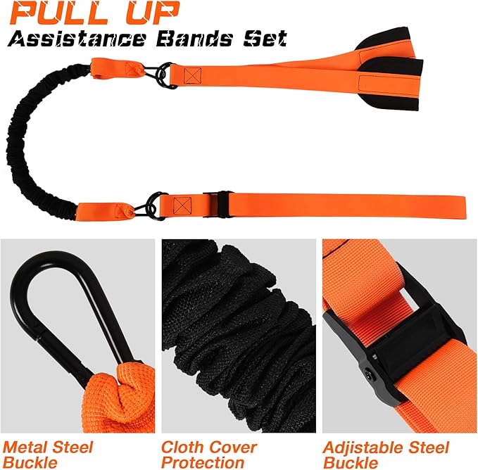 Pull Up Assistance Bands, 225 LBS Heavy Duty Resistance Bands with Feet Rest, Height Adjustable Exercises Assist Band for Strength Training Workout Equipment Home Gym Pull Up Bar Accessories