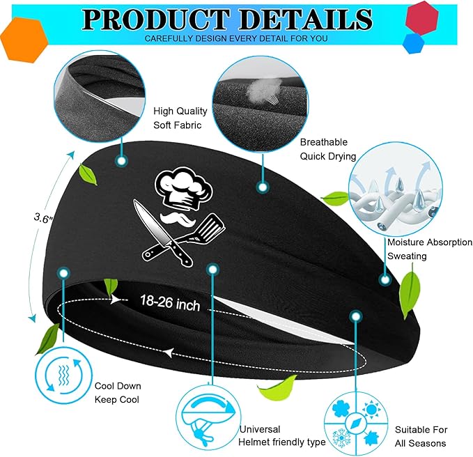 3Pcs Men Sports Headbands Sweat Bands for Men Women Sweatbands