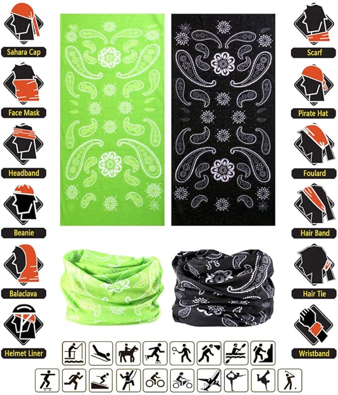 Headband Neck Gaiter Head Wrap Headwear Face Mask Magic Scarf Bandana for Men and Women