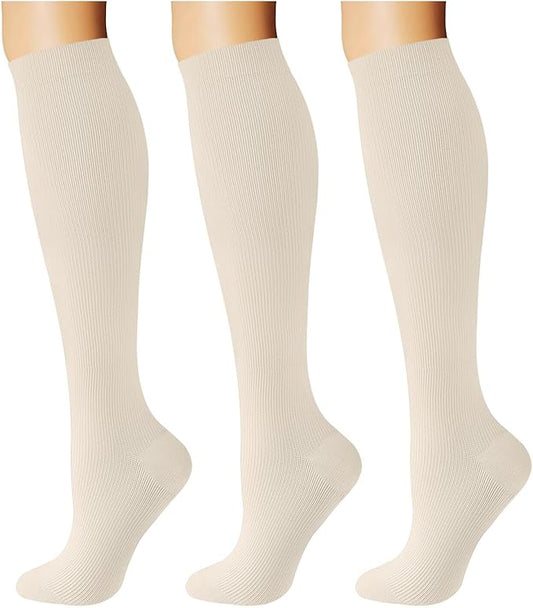 Breslatte Compression Socks for Women Men 10-14 mmHg Circulation Knee High Athletic Support Socks Running Travel Daily