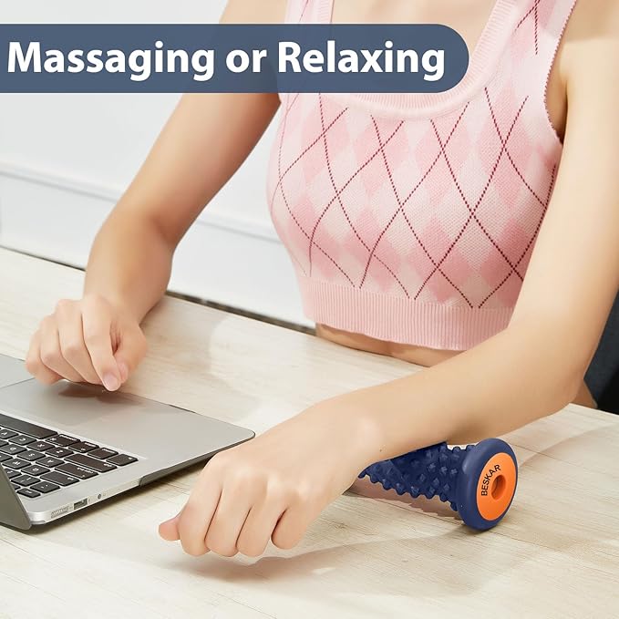 BESKAR Foot Massage Roller for Plantar Fasciitis Relief, Portable Reflexology Tool Pressure Point Massage Rollers, Deep Tissue Massages for Relieving Feet Arch Heel Pain, Myofascial Pain Syndrome