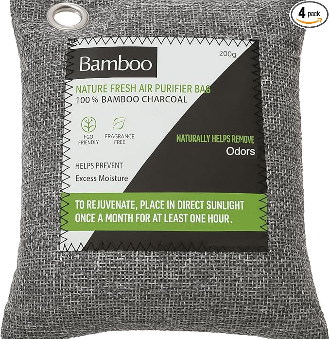 3 PCS Air Purifier Bags, Activated Charcoal Air Purifying Deodorizer Bag, Wardrobe, Air Freshner, Odor Eliminators for Home, Cars, Closets, Bathrooms