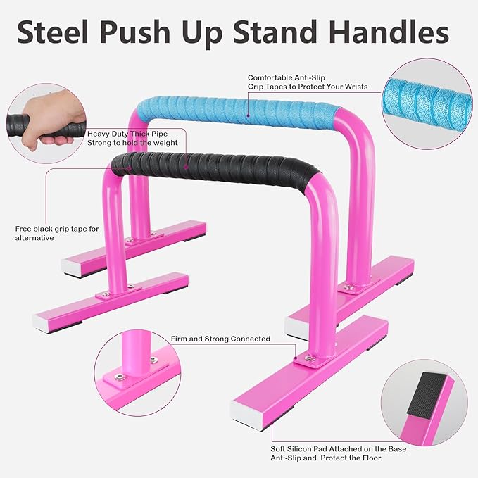 Strength Training Parallettes Push Up Bars, Pushup Handles Calisthenics Equipment for Home Workout, Anti-slip Gymnastics Bars, Handstand & Dip Bar for Outdoor Exercise