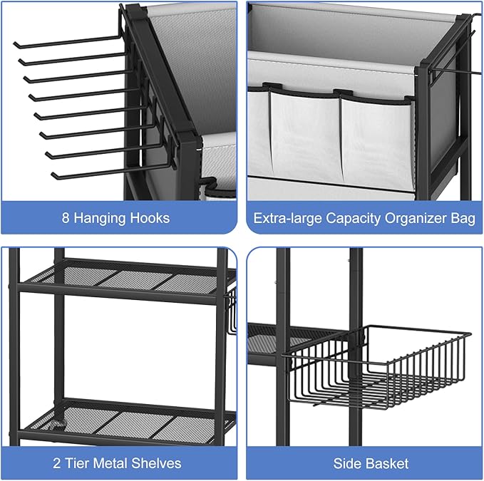 NANANARDOSO Home Gym Storage Rack, Yoga Mat Storage and Gym Organizer Rack for Home Exercise, Gym Portable and Movable Equipment Rack for Yoga Mats, Foam Rollers, Dumbbells, Resistance, Black