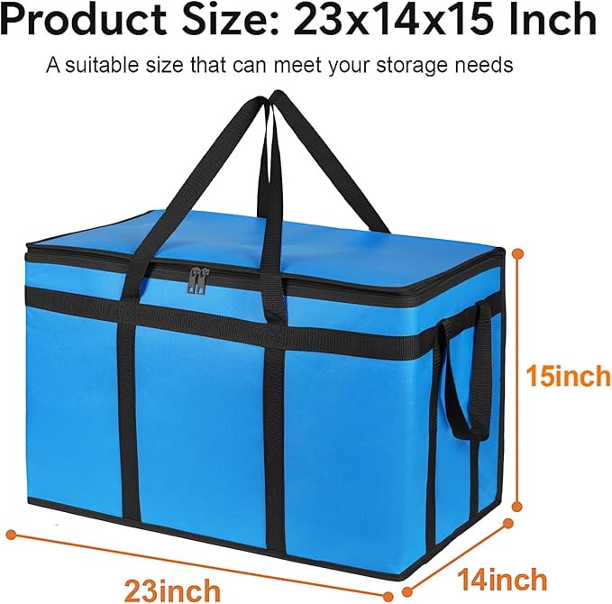 Bodaon Large 2-Pack Insulated Food Delivery Bag With Hard Bottom, XXXL Grocery Shopping/Catering bag, Pizza Cooler Bags, Cold/Hot Styrofoam Carrier for Doordash/Travel/Car, Door Dash Accessories