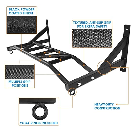 Yes4All Heavy Duty Wall Mounted Pull Up Bar – Multi-Grip Pull Up Bar Ceiling Mount / Ceiling Mount Pullup bar / Chin Up Bar for Home Gym Workout