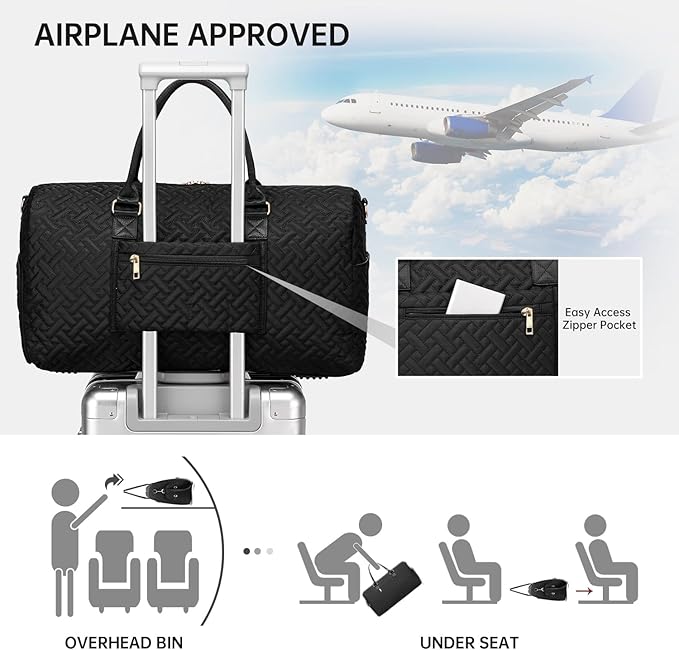 Duffle Bag for Travel, Weekender Bag with Shoe Compartment, Carry On Overnight Bag for Women with Toiletry Bag, Gym Bag with Wet Pocket, Hospital Bags for Labor and Delivery Beige