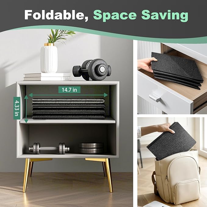 Treadmill Mat, Exercise Equipment Mat 63"x30", 1/4" Thick, Foldable Non-Slip Waterproof Surface for Walking Pad, Stationary Bike, Elliptical, Carpet & Hardwood Floor Protection, Noise Reduction