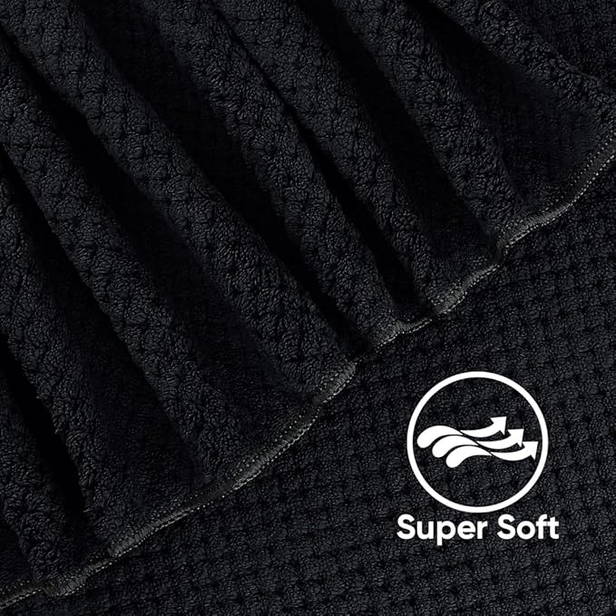 HOMEXCEL Bath Towels Pack of 2, (27 x 54 Inches) Microfiber Ultra Soft Highly Absorbent Bath Towel Set, Lightweight and Quick Drying Towels for Body, Sport, Yoga, SPA, Fitness, Black