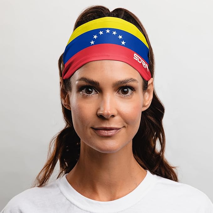 Suddora Country Flag Headbands, Wide National Flag Headbands for Sports Events, Non-Slip Fabric Sweatbands for Soccer, Tennis, Workout, Costume