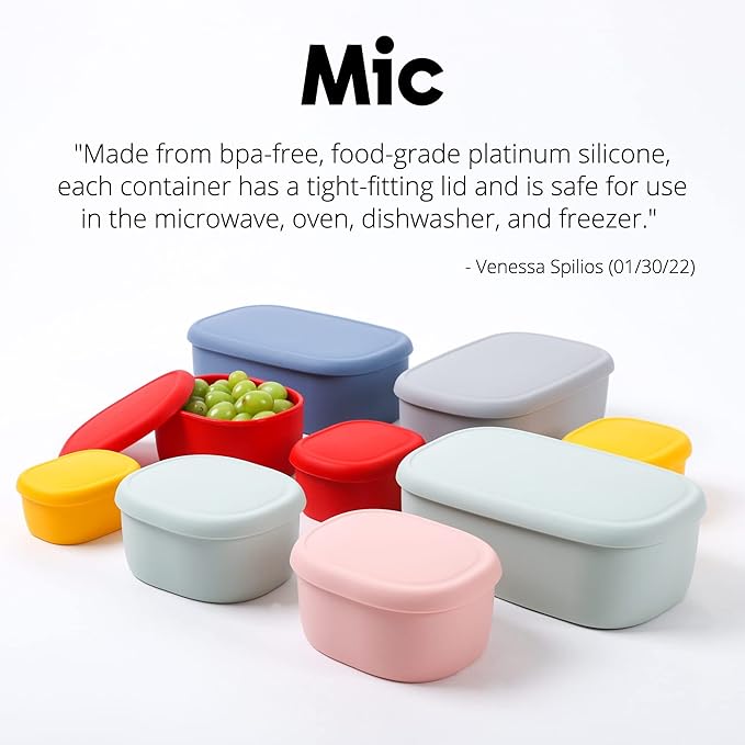 BLUE GINKGO Nesting Silicone Containers - Large Silicone Food Storage Container | BPA Free, Airtight, Dishwasher and Freezer Safe (47.5 oz) - Green