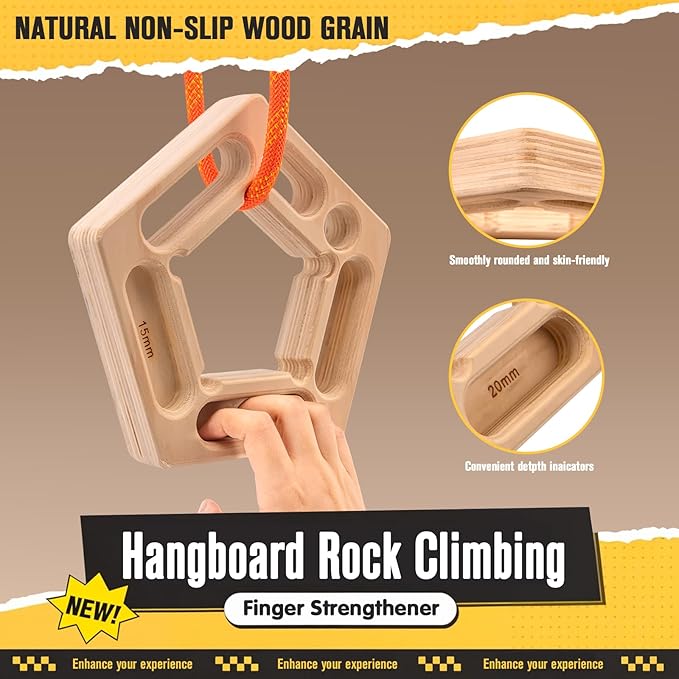 CMOOD Hangboard, Hangboard Rock Climbing for Climbing, Home Training, Finger Strengthener, Pull-up Grip Arm Training Portable Finger Board Rock Climbing Holds Indoor and Outdoor