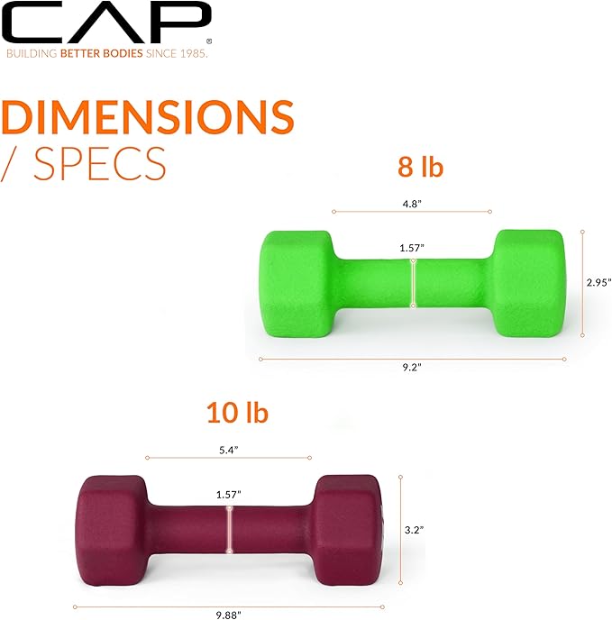 CAP Barbell Neoprene Dumbbell Weights Pairs & Sets | Multiple Colors