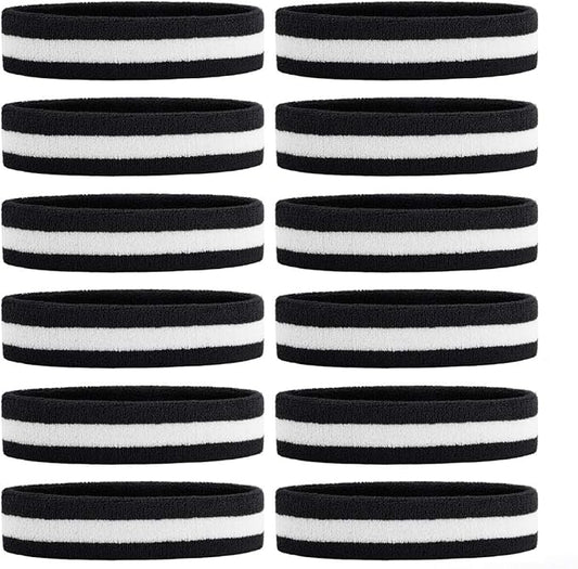 ONUPGO Sweatband Headbands for Men & Women -12PCS Sports Headbands Moisture Wicking Athletic Cotton Terry Cloth Headband for Tennis,Basketball,Football,Gym,Working Out