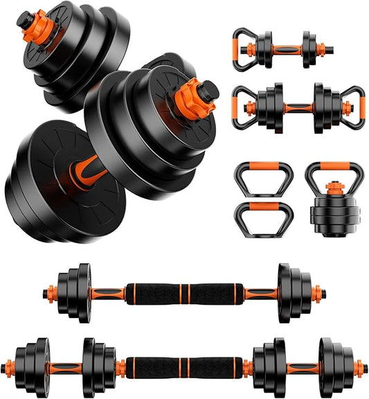 Adjustable Dumbbell Set 20LBS/50LBS/70LBS/90LBS Free Weights Dumbbells,4 in1 Weight Set,Dumbbell, Barbell, Kettlebell, Push-up, Home Gym Fitness Workout Equipment for Men Women