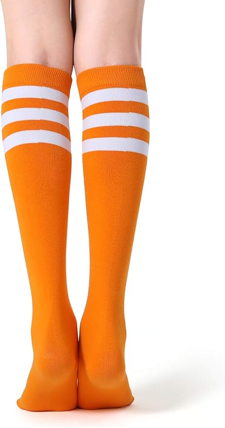 FITRELL Women's Knee High Socks Outdoor Sport Athletic Socks Casual Stripe Tube Socks 1-4 Pack