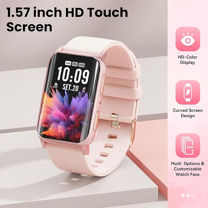 Smart Watch for Men Women (Answer/Make Calls), 1.57" Curved Screen Fitness Tracker, smartwatch with 24/7 Heart Rate/Sleep Monitor, Two Straps Activity Trackers, Compatible with Android & iOS