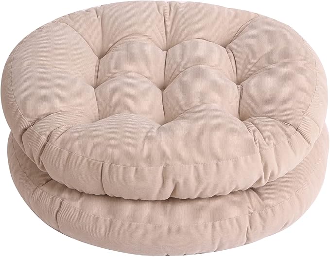 Tiita Floor Pillow Cushion, 22 inch Round Seat Cushion, Outdoor Floor Pad, Meditation Cushion for Yoga Living Room Sofa Balcony, Beige
