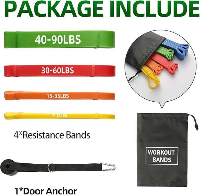 Resistance Bands for Working Out, Pull Up Assist Bands Set, Workout for Women and Men, Exercise Bands,Training, Plasticity, Physical Therapy at Home/Gym