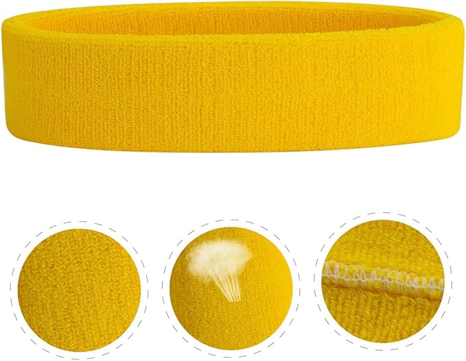 ONUPGO Sweatband Headbands for Men & Women -12PCS Sports Headbands Moisture Wicking Athletic Cotton Terry Cloth Headband for Tennis,Basketball,Football,Gym,Working Out