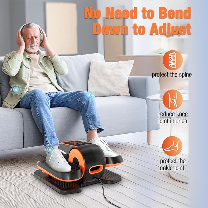 Under Desk Elliptical Exercise Machine, Ellipse Leg Exerciser as Seen on TV with Remote, 15 Adjustable Speed, Portable Leg Exerciser While Sitting for Seniors, Quiet Elliptical Machine for Home Office