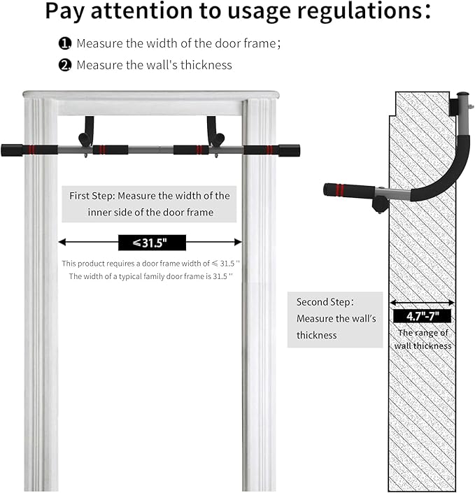 leikefitness Pull-Up Bar For Door Frame Adjustable Portable Upper Body Fitness Workout For Home Gyms
