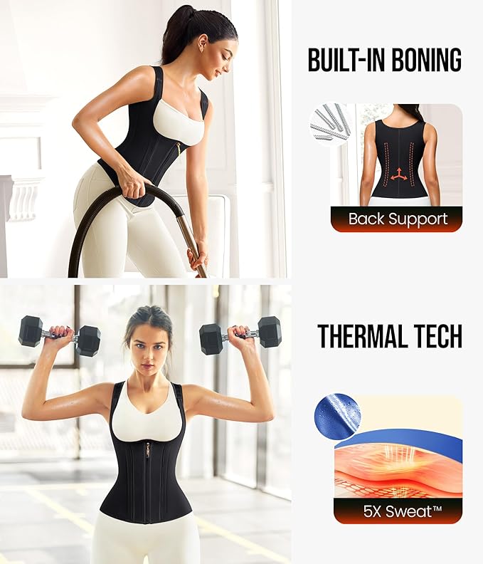 Junlan Waist Trainer for Women - Sauna Suit Sweat Vest for Working Out