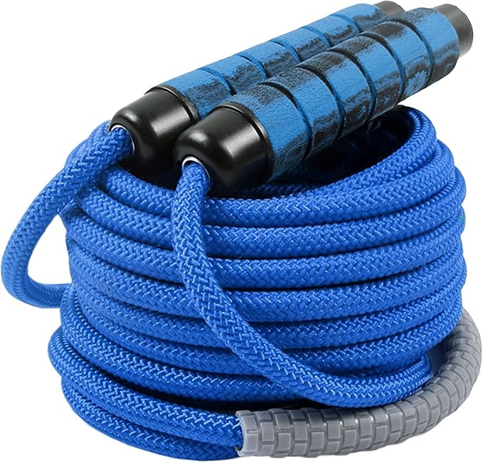 23 FT Long Jump Rope for Kids Adults,Double Dutch Jump Rope,Adjustable Skipping Ropes with High-strength Nylon Braided Rope Core,360°Rotation Not Entangled,Long Enough for 4-6 Jumpers.Blue