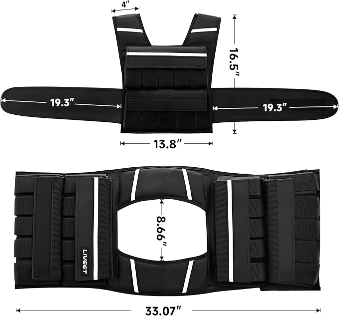 Adjustable Weighted Vest for Men Women, 20lb 30lb 45lb 60lb Weight Vest with 20 Removable Weights, Heavy Duty Running Vest with Reflective Strips for Walking Strength Training Calisthenics