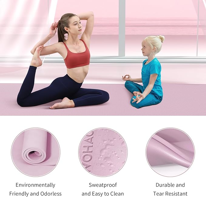 Extra Wide & Thick 8mm Yoga Mat, 72"x31.5" Large Non Slip Exercise Mat, Premium POE Material for Superior Cushioning & Stability, with Strap for Home Gym, Pilates