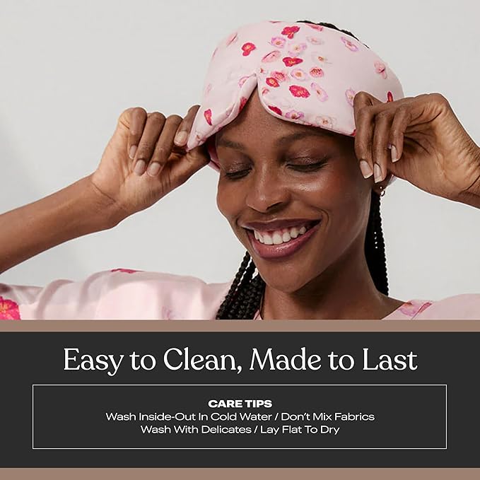 Lunya Washable Silk Sleeping Mask – Thermoregulating Mulberry Silk, Light Blocking and Comfortable Fit – Sleep Mask for Women and Men with Box – California Poppy – Large